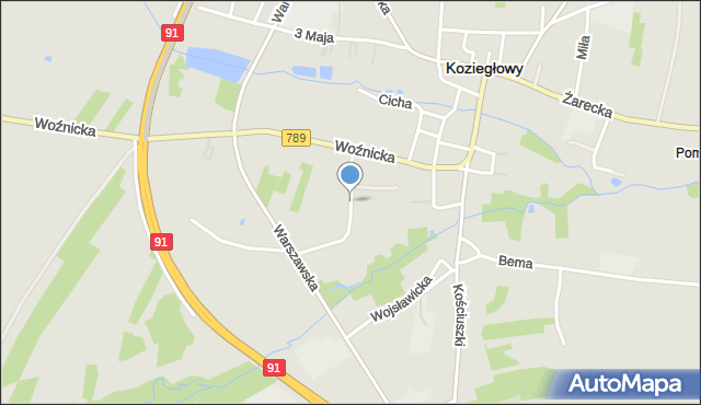 Koziegłowy powiat myszkowski, Topolowa, mapa Koziegłowy powiat myszkowski