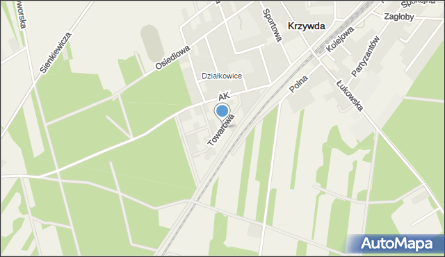 Krzywda powiat łukowski, Towarowa, mapa Krzywda powiat łukowski