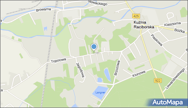 Kuźnia Raciborska, Topolowa, mapa Kuźnia Raciborska