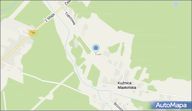 Kuźnica Masłońska, Topolowa, mapa Kuźnica Masłońska