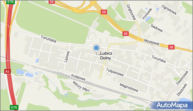 Lubicz Dolny, Topolowa, mapa Lubicz Dolny