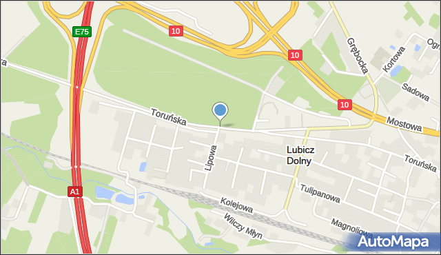 Lubicz Dolny, Toruńska, mapa Lubicz Dolny