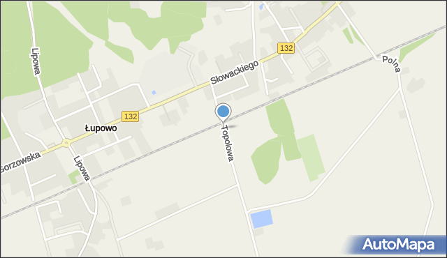 Łupowo gmina Bogdaniec, Topolowa, mapa Łupowo gmina Bogdaniec