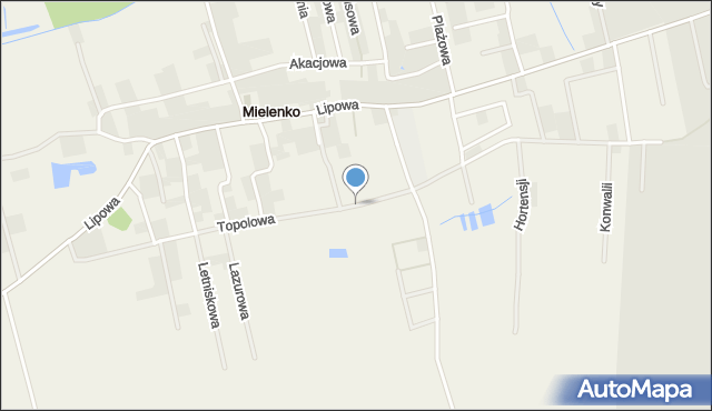 Mielenko gmina Mielno, Topolowa, mapa Mielenko gmina Mielno