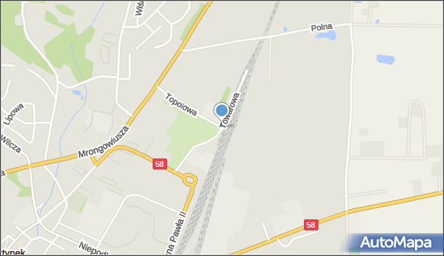 Olsztynek, Towarowa, mapa Olsztynek