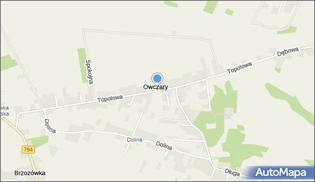 Owczary gmina Zielonki, Topolowa, mapa Owczary gmina Zielonki