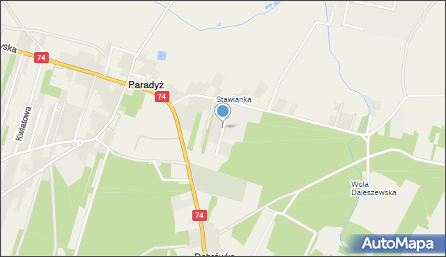 Paradyż powiat opoczyński, Topolowa, mapa Paradyż powiat opoczyński