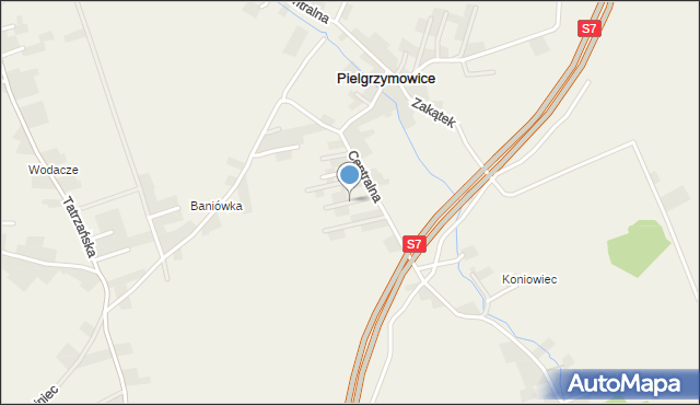 Pielgrzymowice gmina Michałowice, Topolowa, mapa Pielgrzymowice gmina Michałowice