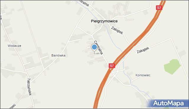 Pielgrzymowice gmina Michałowice, Topolowa, mapa Pielgrzymowice gmina Michałowice