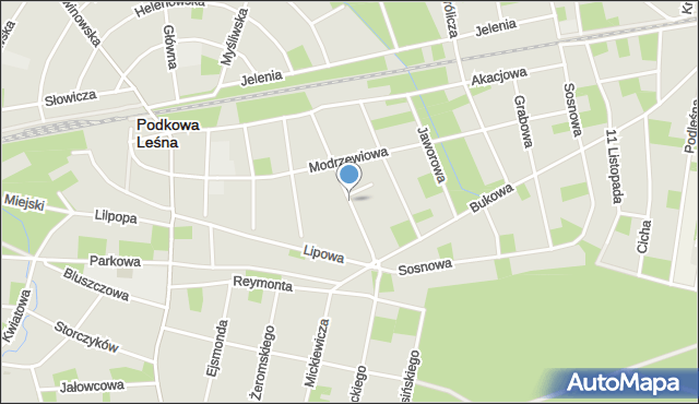 Podkowa Leśna, Topolowa, mapa Podkowa Leśna