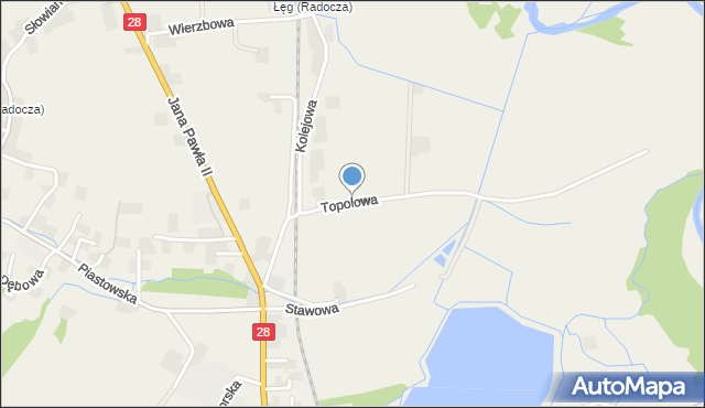 Radocza, Topolowa, mapa Radocza