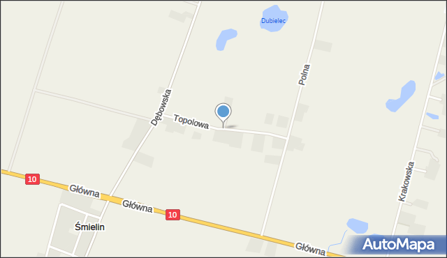 Śmielin, Topolowa, mapa Śmielin
