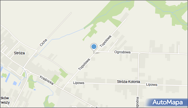 Stróża-Kolonia, Topolowa, mapa Stróża-Kolonia