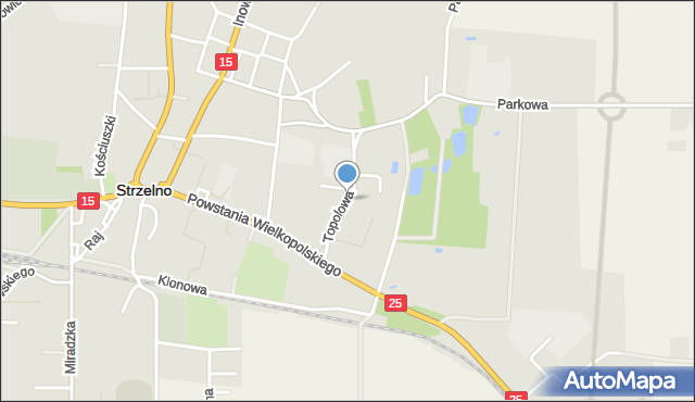 Strzelno powiat mogileński, Topolowa, mapa Strzelno powiat mogileński