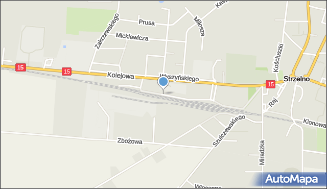 Strzelno powiat mogileński, Towarowa, mapa Strzelno powiat mogileński