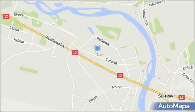 Sulejów powiat piotrkowski, Torowa, mapa Sulejów powiat piotrkowski