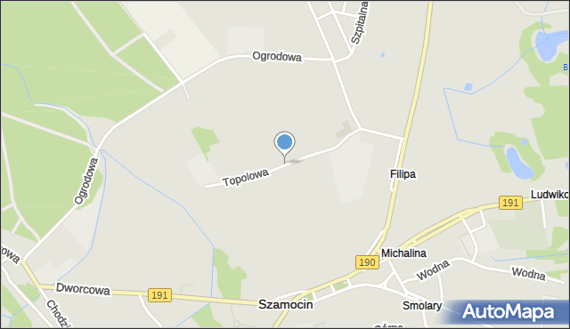Szamocin powiat chodzieski, Topolowa, mapa Szamocin powiat chodzieski
