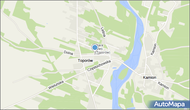 Toporów gmina Wierzchlas, Topolowa, mapa Toporów gmina Wierzchlas