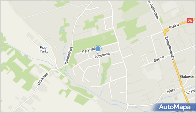 Wadowice, Topolowa, mapa Wadowice