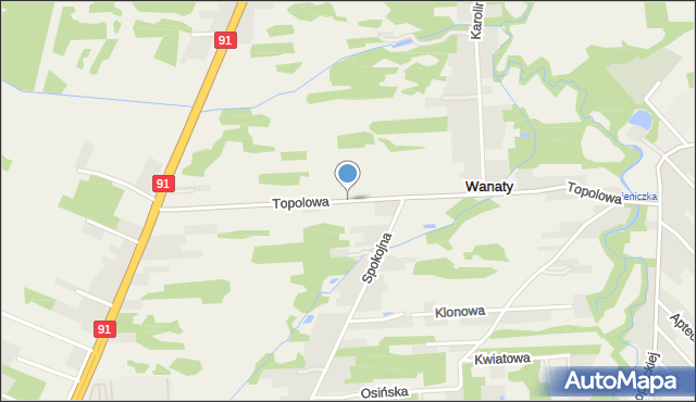 Wanaty gmina Kamienica Polska, Topolowa, mapa Wanaty gmina Kamienica Polska