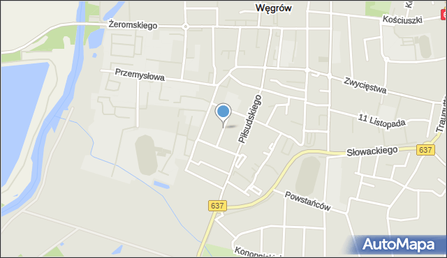 Węgrów, Topolowa, mapa Węgrów