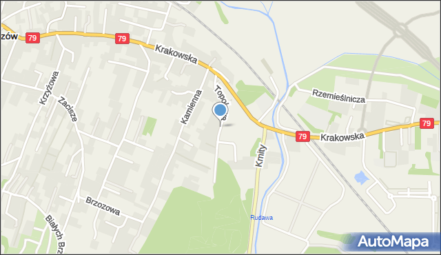 Zabierzów powiat krakowski, Topolowa, mapa Zabierzów powiat krakowski