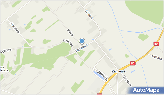 Zamienie gmina Mińsk Mazowiecki, Topolowa, mapa Zamienie gmina Mińsk Mazowiecki