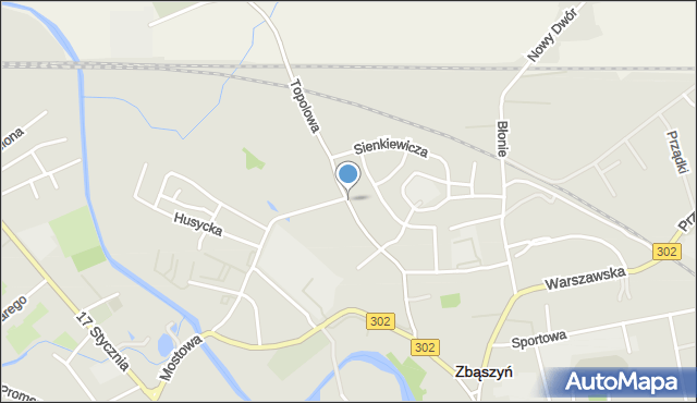 Zbąszyń, Topolowa, mapa Zbąszyń