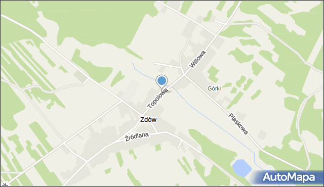 Zdów, Topolowa, mapa Zdów