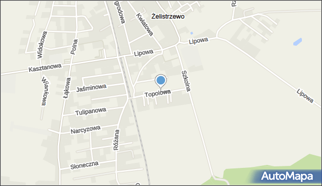 Żelistrzewo, Topolowa, mapa Żelistrzewo