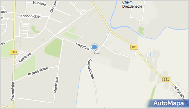 Drezdenko, Transportowa, mapa Drezdenko