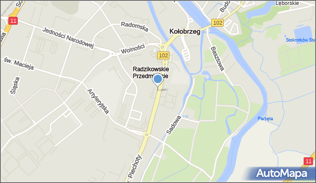 Kołobrzeg, Trzebiatowska, mapa Kołobrzegu