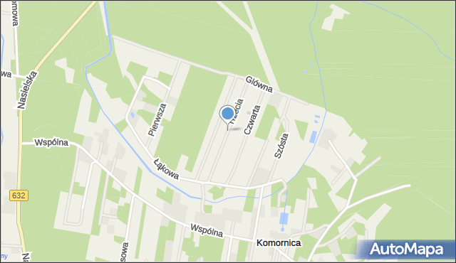 Komornica, Trzecia, mapa Komornica