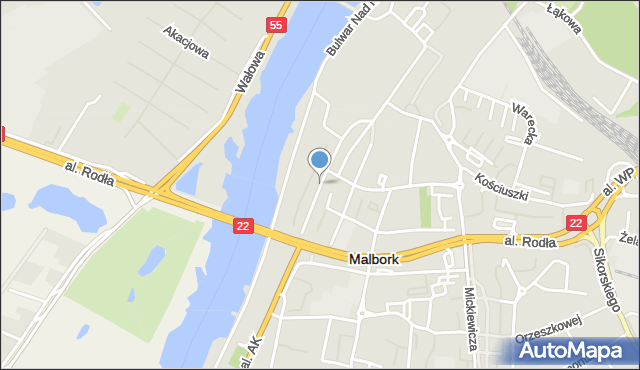 Malbork, Trakt Jana Pawła II, mapa Malborka