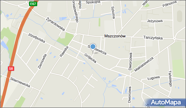 Mszczonów, Traugutta Romualda, gen., mapa Mszczonów