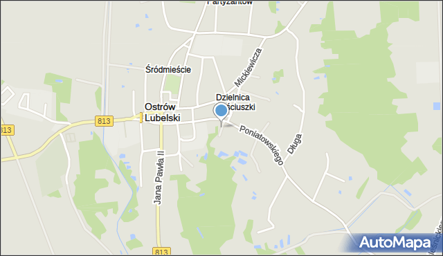 Ostrów Lubelski, Trzech Stawów, mapa Ostrów Lubelski