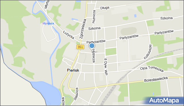 Pieńsk, Traugutta Romualda, gen., mapa Pieńsk