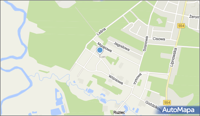 Ruziec, Truskawkowa, mapa Ruziec