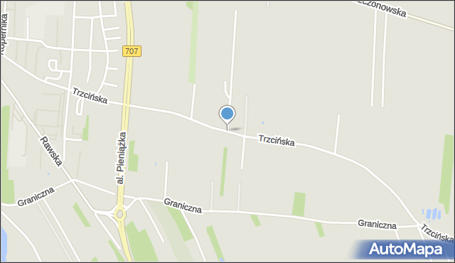 Skierniewice, Trzcińska, mapa Skierniewic