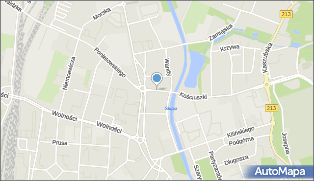 Słupsk, Tramwajowa, mapa Słupska