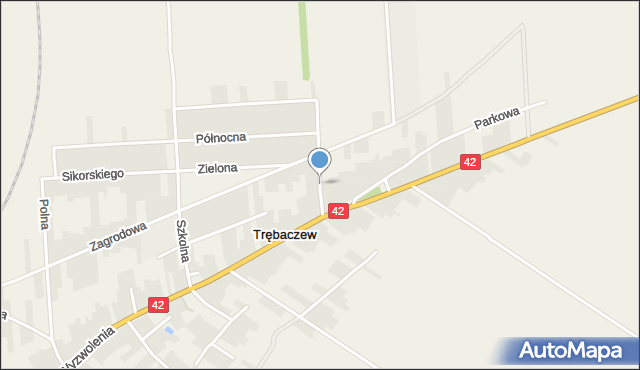 Trębaczew gmina Działoszyn, Traktorowa, mapa Trębaczew gmina Działoszyn