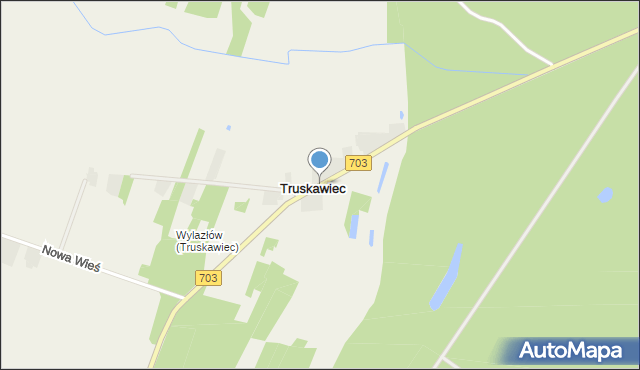 Truskawiec gmina Poddębice, Truskawiec, mapa Truskawiec gmina Poddębice