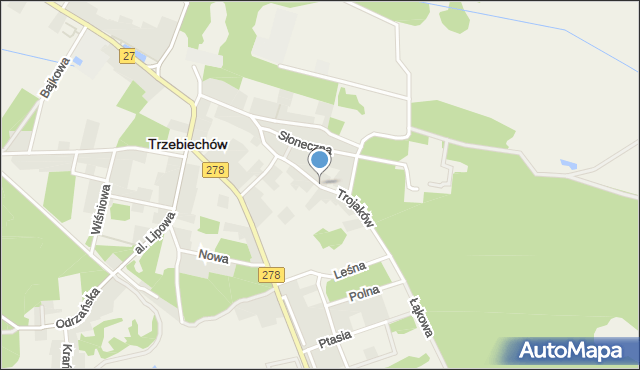 Trzebiechów powiat zielonogórski, Trojaków, mapa Trzebiechów powiat zielonogórski