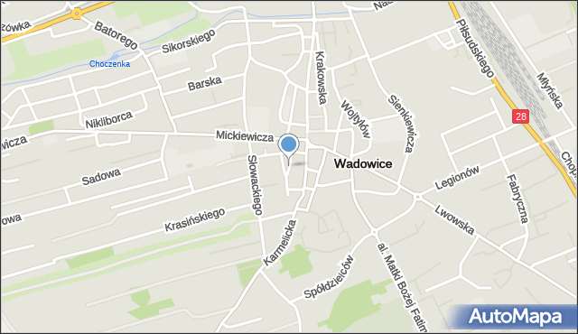 Wadowice, Trybunalska, mapa Wadowice