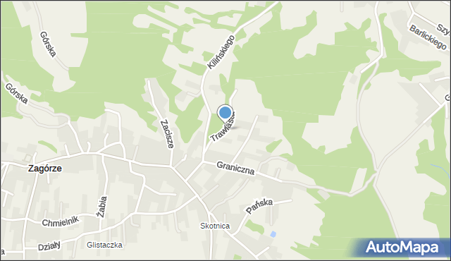 Zagórze gmina Babice, Trawiasta, mapa Zagórze gmina Babice