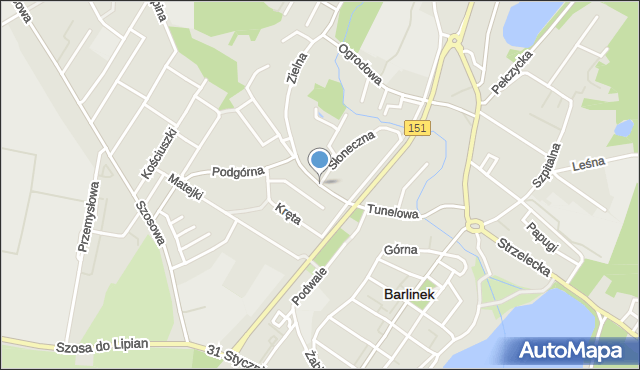 Barlinek, Tunelowa, mapa Barlinek