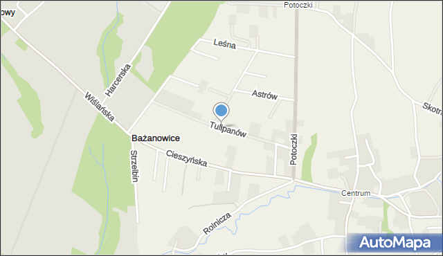 Bażanowice, Tulipanów, mapa Bażanowice