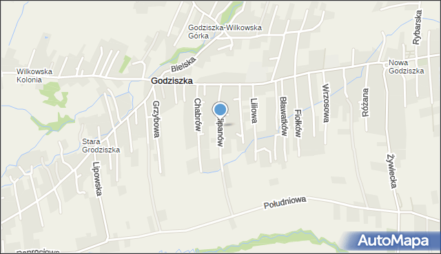 Godziszka gmina Buczkowice, Tulipanów, mapa Godziszka gmina Buczkowice