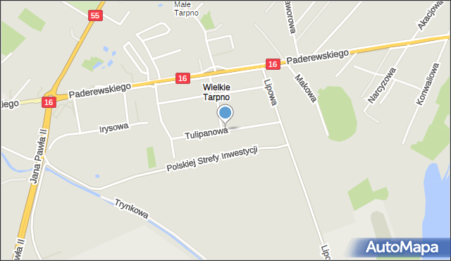 Grudziądz, Tulipanowa, mapa Grudziądza