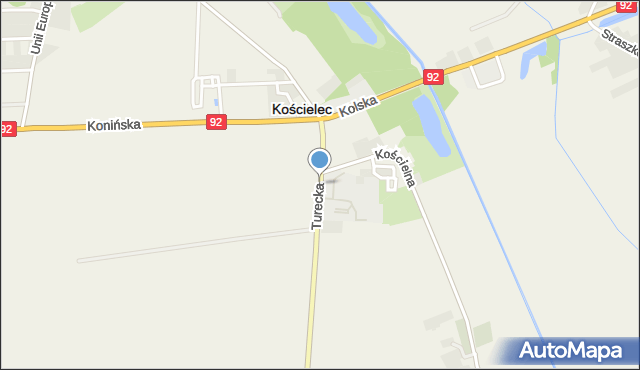 Kościelec powiat kolski, Turecka, mapa Kościelec powiat kolski